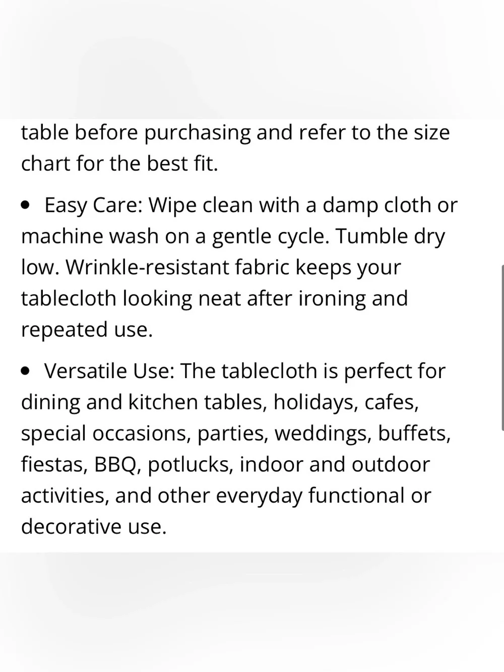 WATERPROOF Tablecloth 100% Premium Microfiber RECTANGULAR 60x120” BLACK
